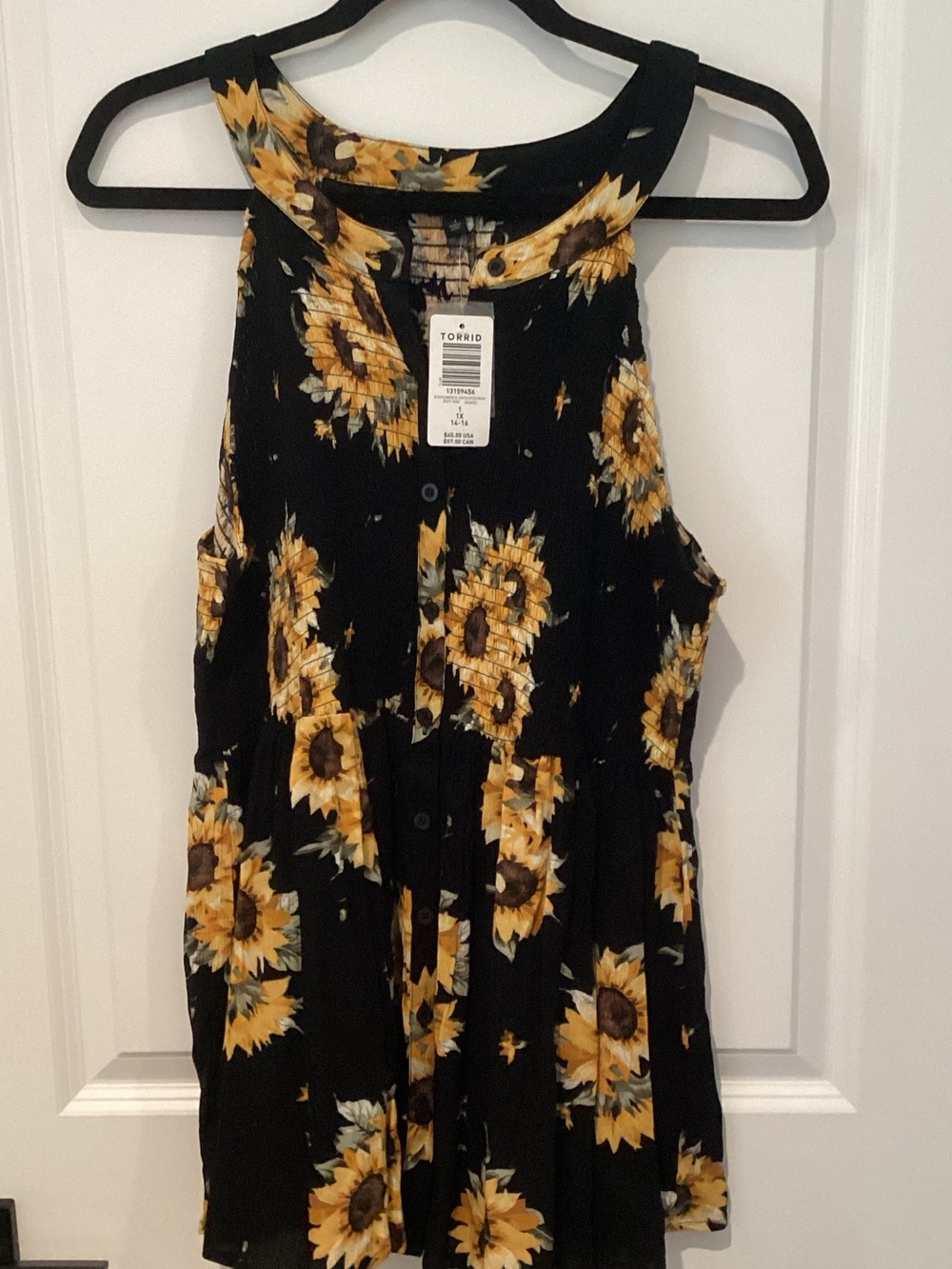 torrid Black Sunflower Halter Button-Front Camisole